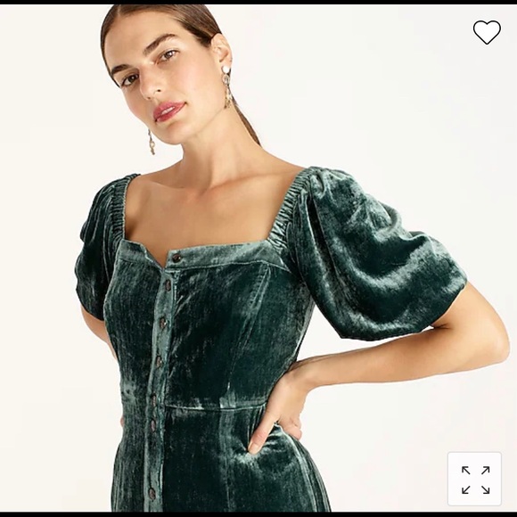 NWT-J.Crew Puff-sleeve velvet dress - Picture 4 of 4